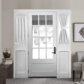 Aquazolax Rod Pocket French Door Curtain - 25x40 Inch Patio Doors Panels Blackout Drape Curtains Room Darkening - Single Panel, Greyish White