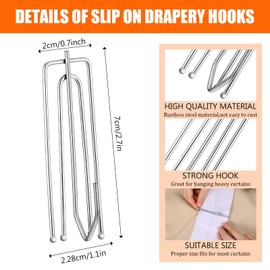 SHENLIU 150Pcs Stainless Steel Curtain Pleat Hook Curtain Pleater Tape Hook