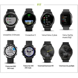 RuenTech 6-Pack Fastener Rings Compatible with Garmin Vivoactive 5 3/Forerunner 645 245 45 55 165/Venu Sq Sq2/Vivomove/Fenix 7S 6S 5S Band Keeper, Silicone Replacement Watch Band Loop/Holder/Clips