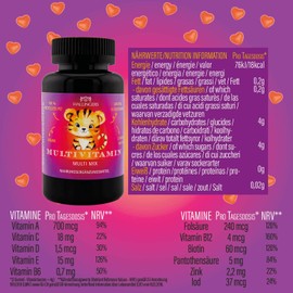 Hallingers Multi Vitamin Kinder Bienen - Vitaminherzen 60 vegane Gummies Vitamin A C D E B6 B12 Folsäure Biotin Panthotensäure Zink Iod (Dose) - Ostergeschenke Osterkörbchen Ostereier & als Osterdeko