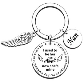 JMIMO Nan Memorial Gifts Smpathy Gift Loss of Nan Nanny Funeral Gift in Memory of Nan Wing Keyring Memorial Gifts for Loss of Nan Angel Gifts