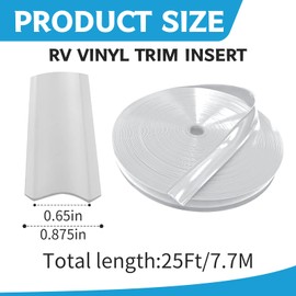 RV Trim Molding Insert, ZDHQLHJ Flexible RV Heavy Duty Vinyl Insert Trim, Waterproof RV Weather Stripping Exterior, for RV Camper Travel Trailer (25FT/7.62M)