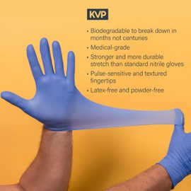 BetterGloves Guantes desechables de nitrilo biodegradables, color azul violeta, sin polvo ni látex - 100 (medianos)