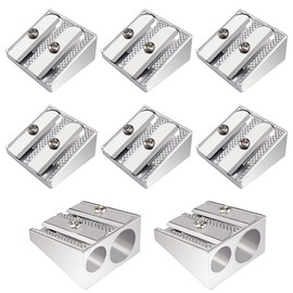 8 Pcs Metal Pencil Sharpener, Handheld Pencil Sharpeners, Crayon Sharpener, Manual Pencil Sharpener with Double Holes, Small Pencil Sharpener, Metal Sharpeners, for Colored Pencils Crayons