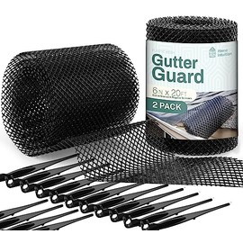 Home Intuition 2-Pack Leader and Gutter Guard from Leaves, Twigs, Branches Plastic Mesh Guards Leaf Protector 6" inch Wide 40' Feet Long Total