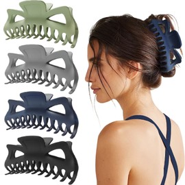 LILIEBE 5.5” Large Hair Claw Clips, Big Hair Clips Enough to Hold Your Hair, Hair Clips for Women Thick Hair (Neutral-4pcs)