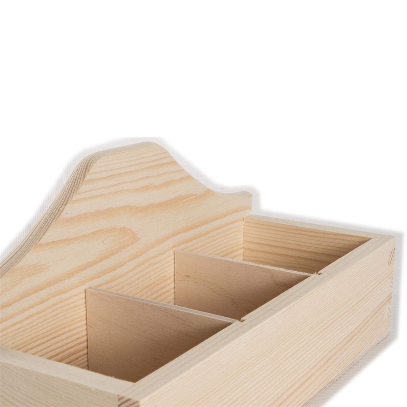 Wooden Open 3 Compartments Box | Multi-purpose Storage | Tea