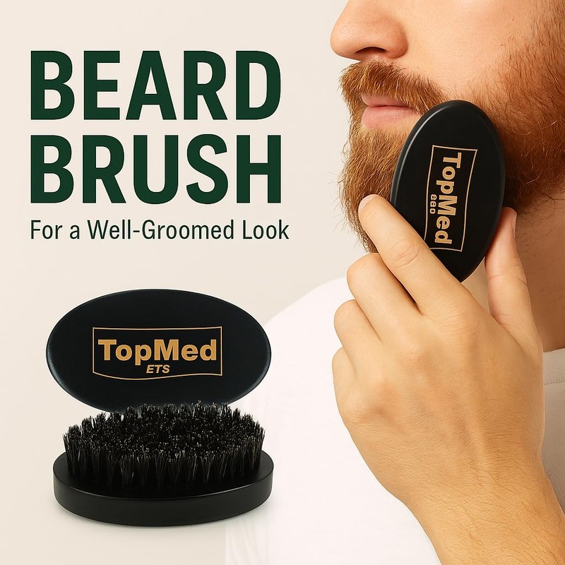 Portable Black Soft Bristle Hair Beard Brush
