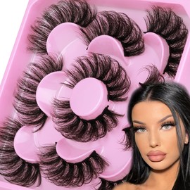 Focipeysa Dramatic Eyelashes Fluffy Faux Mink Lashes 22mm Long False Eyelashes D Curl Eyelashes that Look Like Extension 5 Pairs Pack