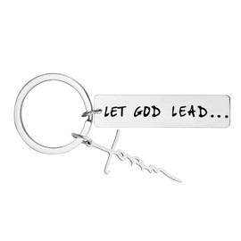 Christian Christmas Xmas Gifts for Mom Dad Birthday Gifts for Daughter Son Christian Gifts for Best Friend Baptism Keychain Gifts for Christian Brother Sister Let God Lead Keychain Gifts for Women Men