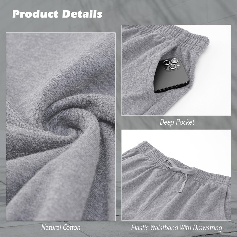 HMIYA Men's Cotton Yoga Sweatpants - Casual Lounge Baggy Pants