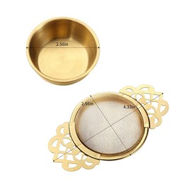 3 Pieces Gold Empress Tea Strainers with Drip Bowls, Mesh Tea Infuser Stainless Steel Loose Leaf Tea Filter with Elegant Double Winged Handles for Better Tea Experience