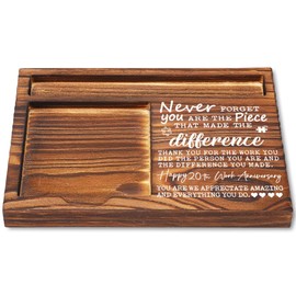 20th Work Anniversary Gifts for Employee Coworker, Appreciation Desk Decor Note Holder, 20 Year Work Anniversary Decor Gifts for Office Desk, Self-Stick Note Pad Holder for Him Her YCB80