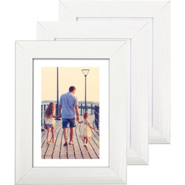 Clay Roberts Picture Frame Photo Frame 6x4'' Mounted, White, 7x5'' Without Mount, Pack of 3, Freestanding and Wall Mountable