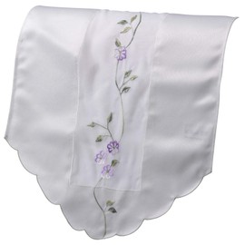 Classic Home Store Traditional Clematis Chair Back Sheer Organza Panel Embroidered Flower Antimacassar (Lilac)