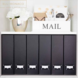 BLU MONACO Magazine Storage Containers 6 Piece Magazine File Holders - Black Magazine Boxes