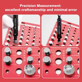 Thread Checker, Nut and Bolt Thread Checker, 42 Holes Thread Checker with 19 Standard and 15 Metric Nut and Bolt, 8 Drill Bit Gauge, Wall Mounted Bolt Size Finder with inch & cm Ruler