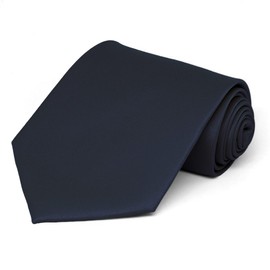tiemart Solid Color Necktie (Dark Navy Blue)