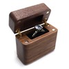 Ring Box Walnut Magnetic Cover Inlay Fleece Portable Wooden Wedding