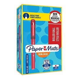 Paper Mate "InkJoy" Rollerball Needle Point Pen - Red (Box of 12)