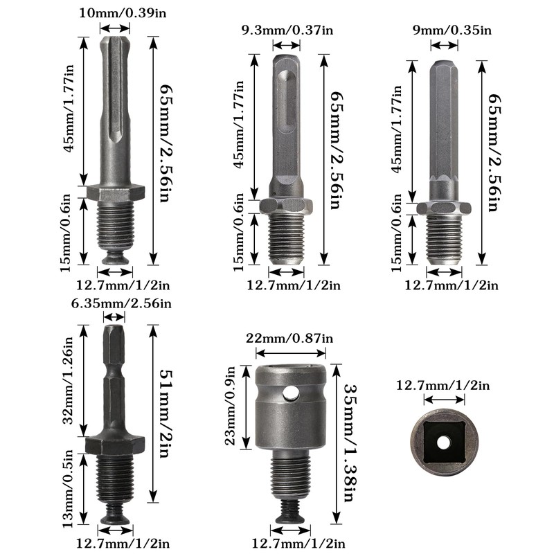1.5-13mm Keyless Hand Drill Chuck 1/2-20UNF with SDS Plus Adapter,