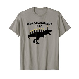 Hanukkah Dinosaur T-Rex Menorasaurus Funny Jewish T Rex T-Shirt
