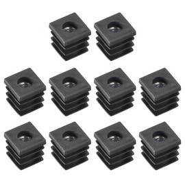 uxcell 10Pcs Inserts for Square Tubes with M6 Thread, for 0.63"x0.63" OD Square Tube, Black Plastic Plug Caster Insert Chair End Caps Furniture Leg Plug