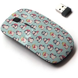 CJCBROES 2.4G Wireless Mouse with Cute Pattern Design for All Laptops and Desktops with Nano Receiver - Cute Penguins