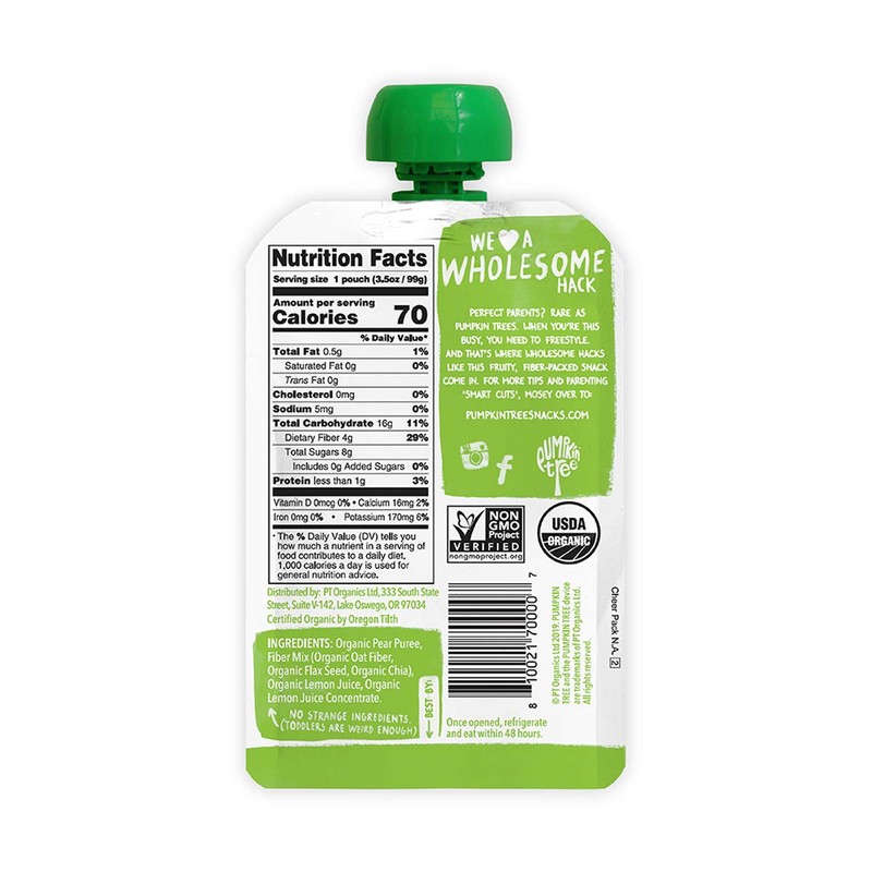 Pumpkin Tree Organics Fruit Snack Pouch, Pear + Fiber +