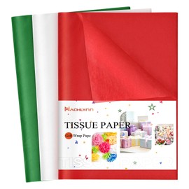 NACHLYNN 90 Sheets Christmas Tissue Paper 20 x 14 inches Baby Shower White Wrapping Tissue Paper Bulk for Gift Bags Packaging Christmas Party Decor (Green,Red,White)