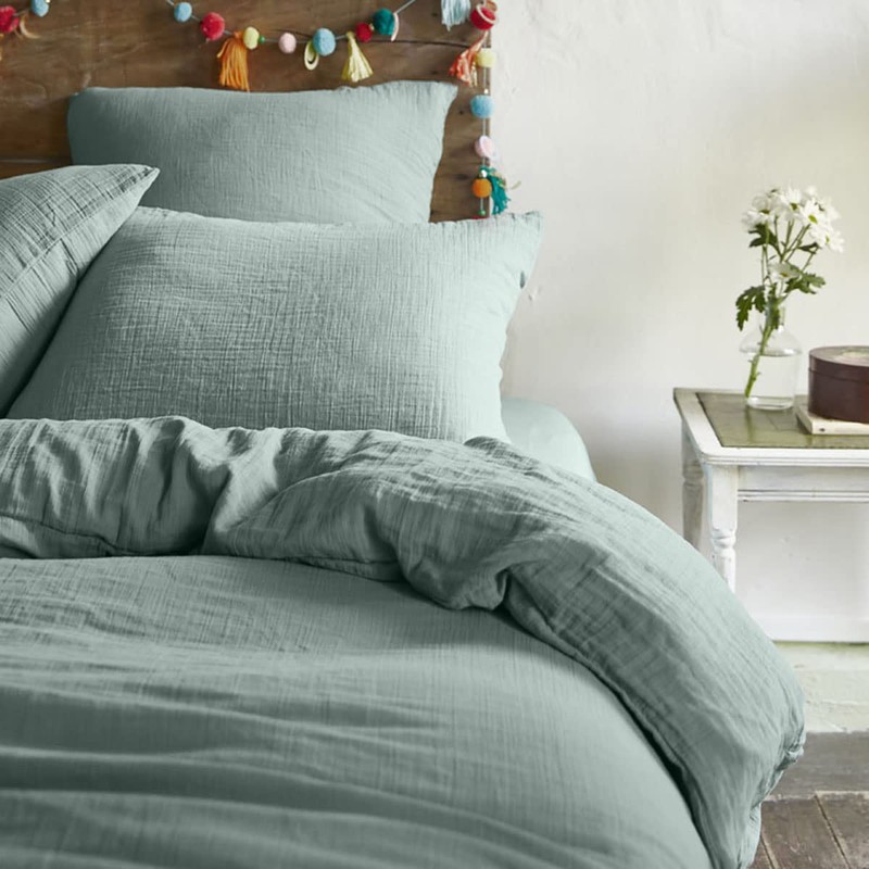 Cushion Cover Washed Cotton Gauze Tenderness Celadon Blue 50 x