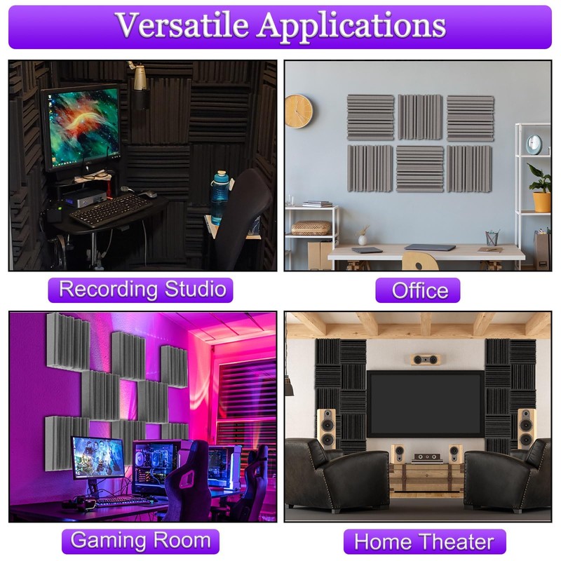 TroyStudio Self-adhesive Acoustic Foam Panels, 12 X 12 X 2