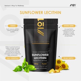 Sunflower Lecithin 1200mg – Produced from Naturally Sourced Soy Free Sunflower Oil – 90 Softgels (3 Months Supply) – Pure & Potent Helianthus Annuus - Resealable and Recyclable Pouch by Alpha01