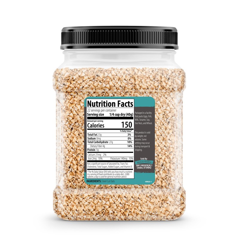 Birch & Meadow Steel Cut Oats, 2 lb, Whole Grain,