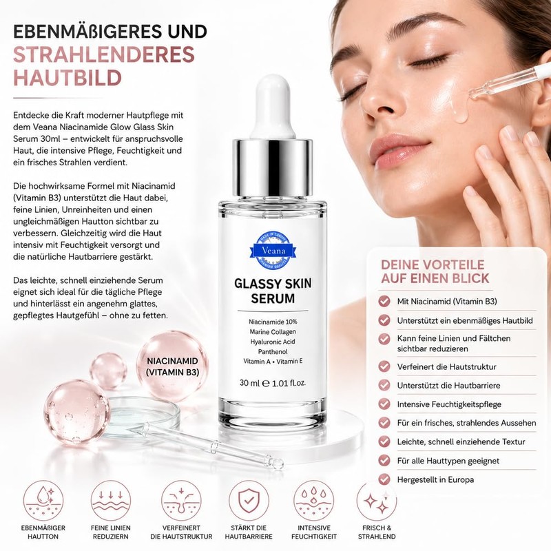 Veana Glass Skin Serum 30 ml - Niacinamide & Glow