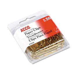 ACCO Jumbo, 72532 - Clips para papel, 50 unidades, color dorado