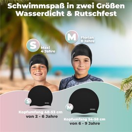 KIDVERSE Children's Waterproof Swimming Cap with Non-Slip Nubs - Swimming Caps for Swimmers with UV Protection - Swimming Cap Girls - Tear-Resistant Swimming Caps in Various Sizes