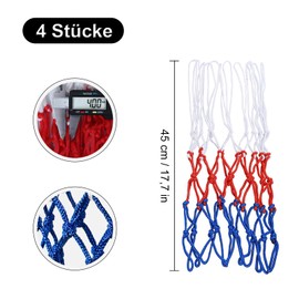 Pack of 4 Basketball Net, Professional Basketball Replacement Net, Weatherproof Ball Net, 12 Loops, for Indoor and Outdoor Basketball Nets