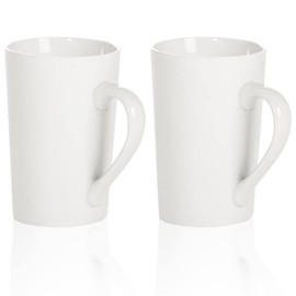 Coffee Mugs Set of 2, 13 Oz Plain White Porcelain Mugs for DIY Paint,Dishwasher Safe, Microwave Safe, Chip-free,Lead-free (2Pack)