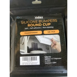 Vellax 128 Clear Silicone Bumpers – Self Adhesive Round Pads for Cabinets