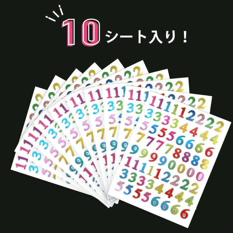 YS-033 Mixed Number Stickers Colorful Number 1 Sheet 66 Sheets