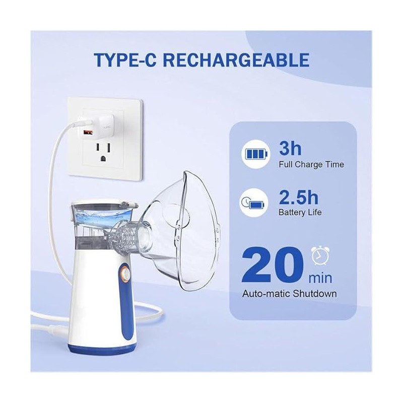 Portable Nebulizer, Quiet Handheld Mist Humidifier for Home and Travel,