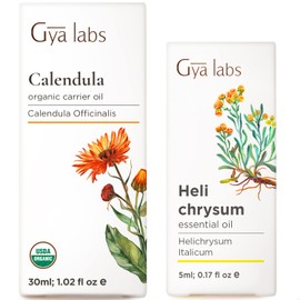Gya Labs Gya Labs Calendula Oil Organic for Skin (30ml) & Helichrysum Oil for Skin (5ml) Set - 100% Natural Aromatherapy Grade Essential Oils Set