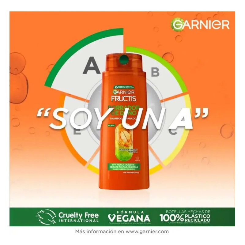 Shampoo Garnier Fructis Borrador de Daño con Biotina Largo Perfecto