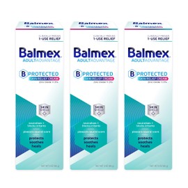 Balmex Balmex AdultAdvantage Bprotected Skin Relief Healing Cream, with Zinc Oxide Barrier Cream Protection + Skinshield Soothing Botanicals for Adult Incontinence, Adult Rash and Bed Sores, 3oz (Pack of 3)