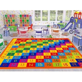 Kids/Baby Room/Daycare/Classroom/Playroom Sit Spot Area Rug. Math. Numbers Chart. Multiplication. Division. Educational. Fun. Non-Slip Gel Back. Learning Carpet (5’ X 7’)