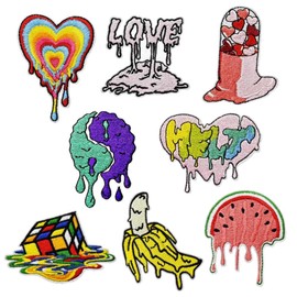 Attuslla 8 PCS Iron On Patch Melting Embroidered Patch Appliques Stickers Kit for Clothing, Jackets, Backpacks, Jeans, Applique DIY Accessory