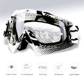 NENKI Dirt Bike Goggles - Anti Fog MX Goggles for Women & Men - UV Protection Clear Lens