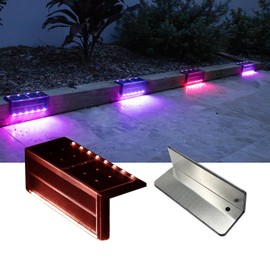 SHONELIGHTING Solar Pool Lights, Color Changing Waterproof Step Lights for Outside, Heavy Duty Stainless-Steel Retaining Wall Light, Ultra-Thin & Anti-Trip 2-Way LEDs for Deck, Stairs, (RGB-W, 2Pack)