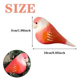 LWINGFLYER Hand Carved Parrot Statue – Unique Wooden Bird Sculpture, Hand-Painted Collectible Art for Bird Lovers, Natural Home Decor & Gift for Parrot Enthusiasts (Pink)